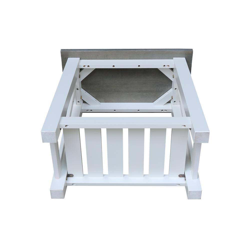 Eco-Friendly Parawood Surrey Rectangular Side Table in White & Heather Gray