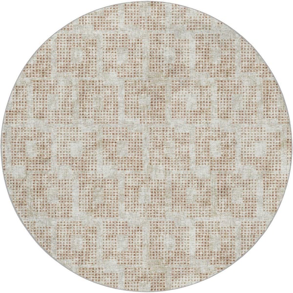 Dream Shag Premium Machine Washable Abstract ADS33 Spice 8 ft. x 8 ft. Round Rug