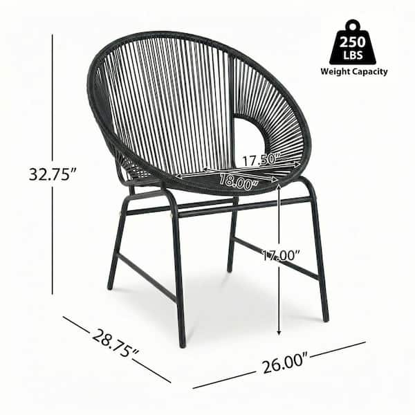 Noble House Nusa Black Faux Rattan Outdoor Patio Club Chair (2
