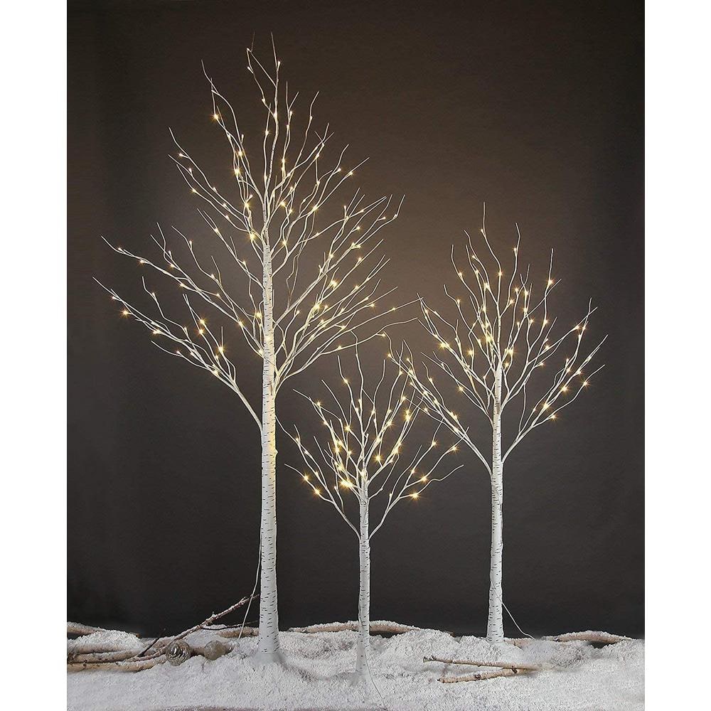 Lightshare 4 Ft 6 Ft 8 Ft Pre Lit Birch Tree Warm White Artificial Christmas Tree For