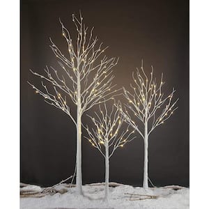 4 ft., 6 ft., 8 ft. Pre-Lit Birch Tree Warm White, Artificial Christmas Tree for Festival, Party,&Christmas Decoration