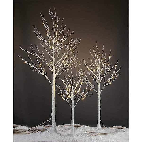 Lightshare 4 ft., 6 ft., 8 ft. Pre-Lit Birch Tree Warm White, Artificial Christmas Tree for Festival, Party,&Christmas Decoration