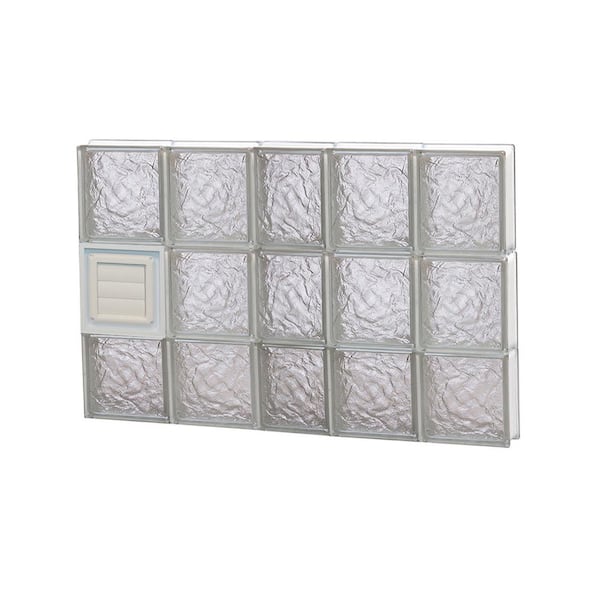Clearly Secure 36.75 in. x 23.25 in. x 3.125 in. Frameless Ice Pattern Glass Block Window with Dryer Vent