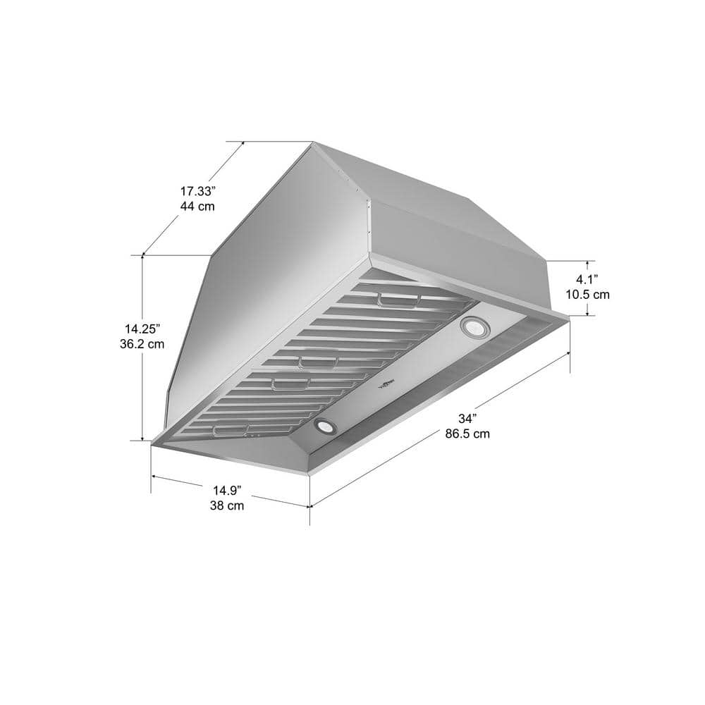 Ancona 34" Stainless Steel Insert Range Hood with Baffle Filter