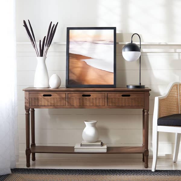 SAFAVIEH Landers Brown 3-Drawer Console Table CNS5711C - The Home