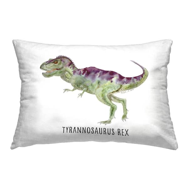 Stupell Industries Tyrannosaurus Rex Dinosaur Learning Green Print Polyester 14 in. X 20in. Throw Pillow