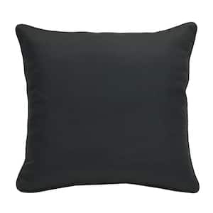 Ebony 24 in. x 24 in. Square Outdoor Large Reversible Throw Pillow in Solid Black