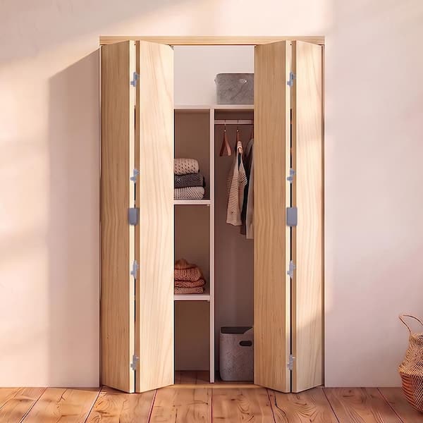 42 in. x 80 in. Smooth Flush Stain Grade Maple Solid Core MDF Interior Closet Bi-Fold Door with Matching Trim
