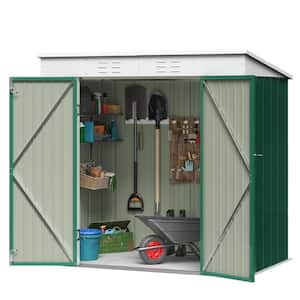6 ft. W x 4 ft. D Green Slanted-Roof Shed Galvanized Metal Shed for Outdoor Storage 24 sq. ft.