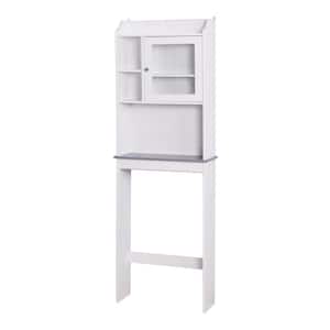 23.22 in. W x 68.1 in. H x 7.5 in. D White Over-the-Toilet Storage Cabinet Space Saver Organization