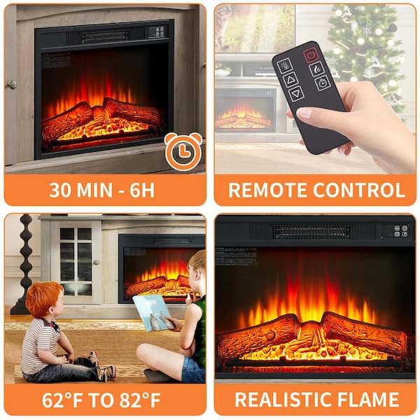 58 in. Freestanding Electric Fireplace TV Stant Entertainment Console with 23" Fireplace Insert for TV Up to 65 in. Gray