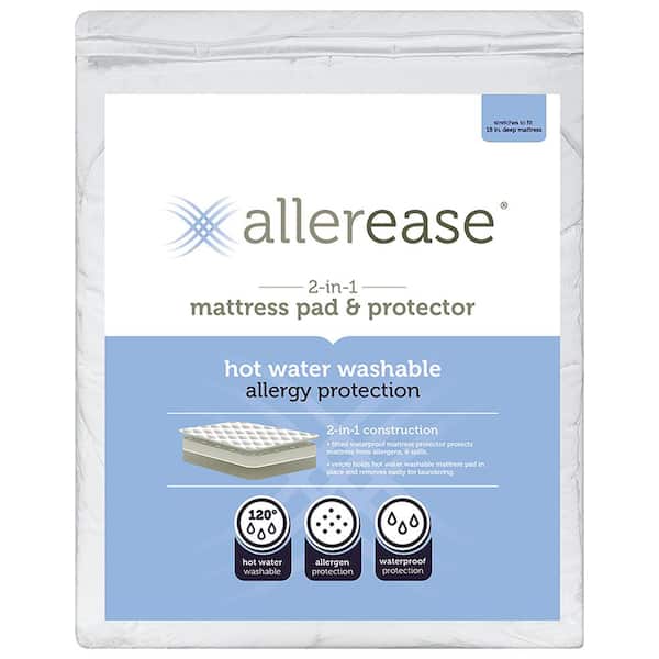 AllerEase Waterproof Protection Bedding Medium Deep Pocket Polyester Twin Mattress Pad