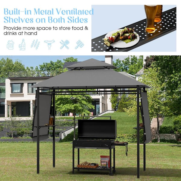 FORCLOVER 13.5 ft. x 4 ft. Patio BBQ Grill Gazebo Canopy