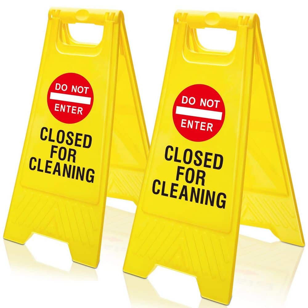 2 Pack Folding Yellow Plastic Closed for Cleaning Sign Double Sided Floor Warning Sign for Commercial Restroom Use price history on PriceWatchPro