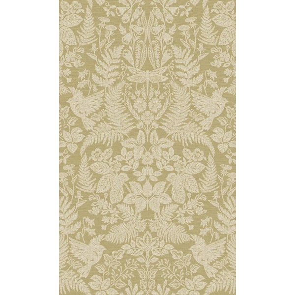Walls Republic Ochre Floral Stitch Damask Shelf Liner Non-Woven Wallpaper Double Roll (57 sq. ft.)