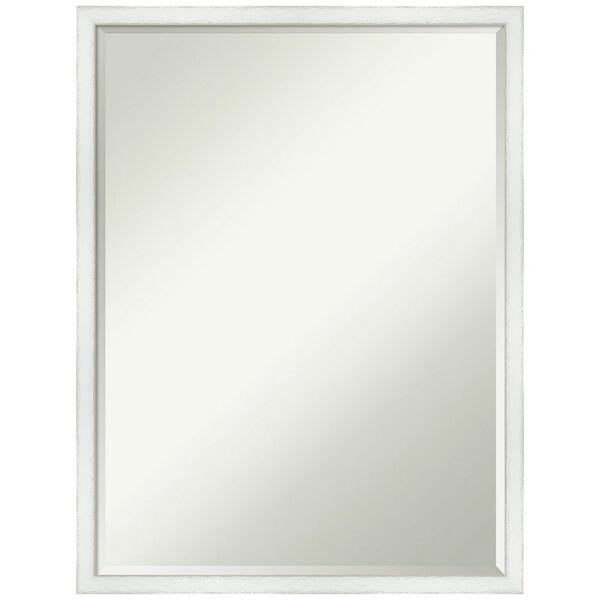 Amanti Art Breeze Distressed White 19 in. x 25 in. Petite Bevel Farmhouse Rectangle Wood Framed Wall Mirror in White