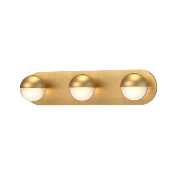 KUZCO Pluto 21-in 1 Light 17-Watt Brushed Gold Integrated LED Vanity Light