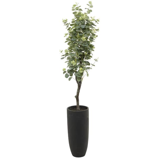 Litton Lane 57 in. H Eucalyptus Artificial Tree with Realistic Leaves and Black Plastic Pot