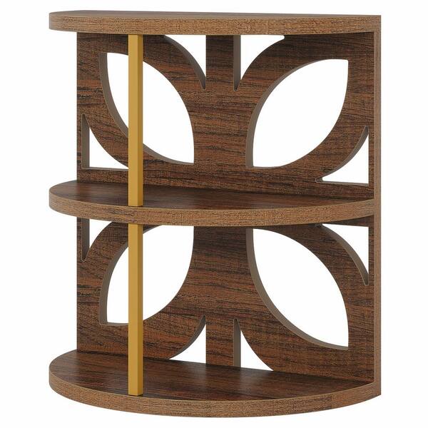 BYBLIGHT Kerlin 23 in. Brown Half Round Wood End Side Table BYBLIGHT Kerlin 23 in. Brown Half Round Wood End Side Table
