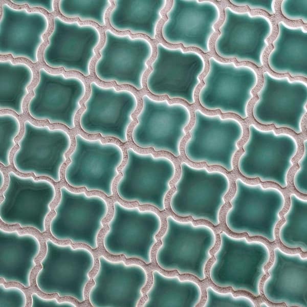 Merola Tile - Hudson Tangier Emerald 12-3/8 in. x 12-1/2 in. Porcelain Mosaic Tile (11.0 sq. ft./Case)