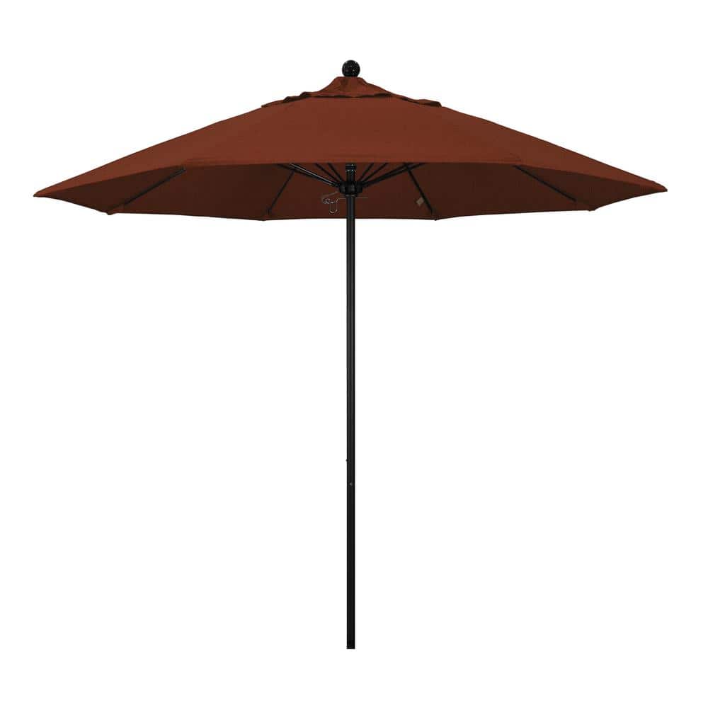 9 ft. Black Aluminum Commercial Market Patio Umbrella with Fiberglass Ribs and Push Lift in Terracotta Olefin price history on PriceWatchPro