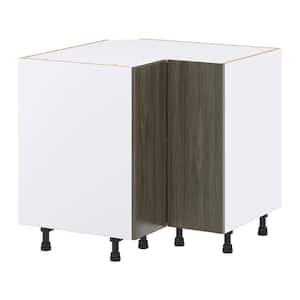 36 in. W x 34.5 in. H x 24 in. D Medora textured Slab Walnut Assembled Lazy Susan Corner Base Kitchen Cabinet