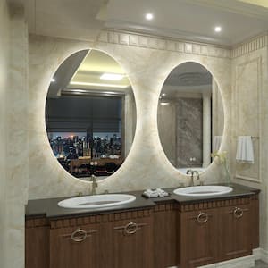 24 in. W x 36 in. H Oval Frameless Super Bright LED Backlighted Anti-Fog Wall Bathroom Vanity Mirror