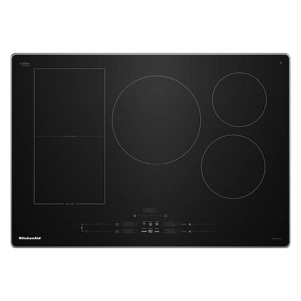30 in. 5 Elements Induction Electric Cooktop in Black Glass with Stainless Steel Side with Temp Cook Technology