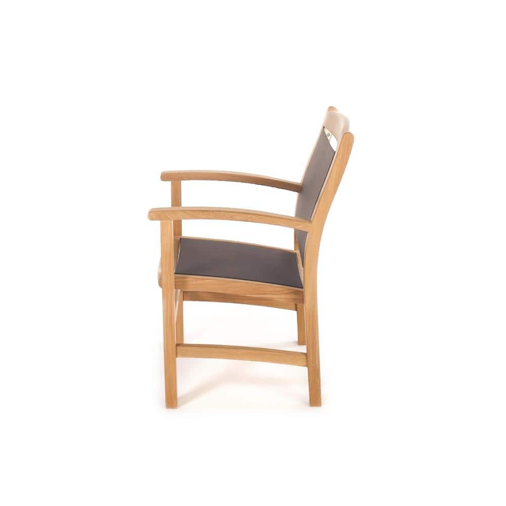 Colorado Teak and Textilene Park Armchair with Curved Back