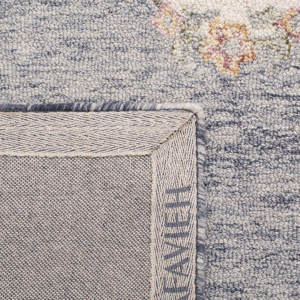 Gray and Ivory Handmade Wool Medallion Area Rug, 5' x 5'