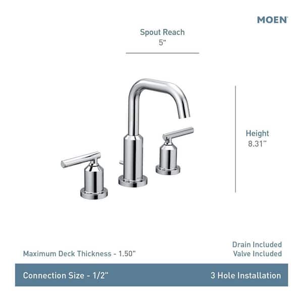 MOEN Gibson Brushed Nickel Modern 2-Handle High-Arc Widespread
