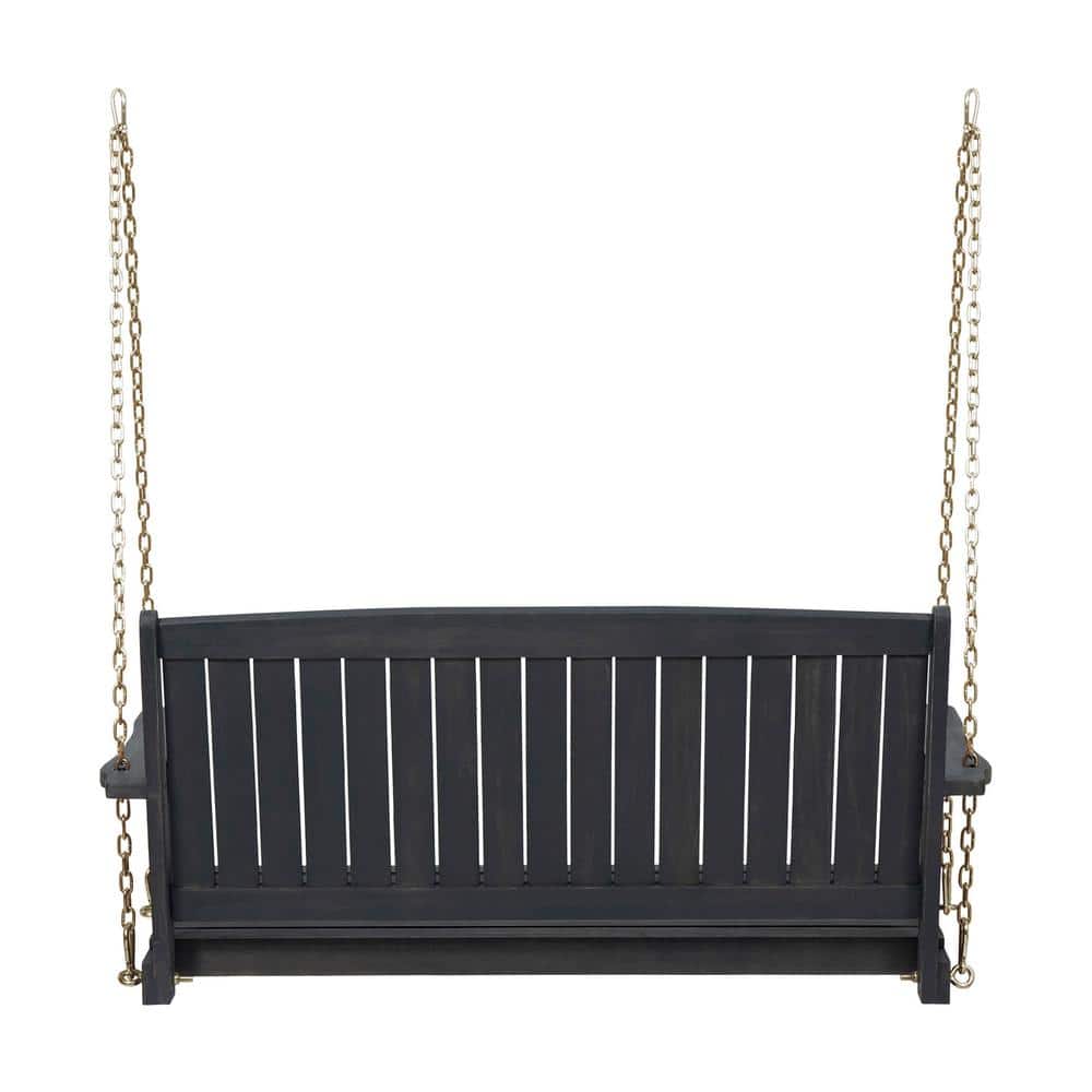 2-Person Wood Outdoor Porch Swing with Breathable Feature for Patio Garden 