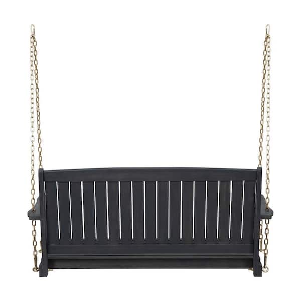 Unbranded 2-Person Wood Outdoor Porch Swing with Breathable Feature for Patio Garden Yard, Gray