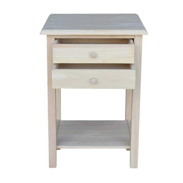 International Concepts - Unfinished Lamp Table with 2-Drawer