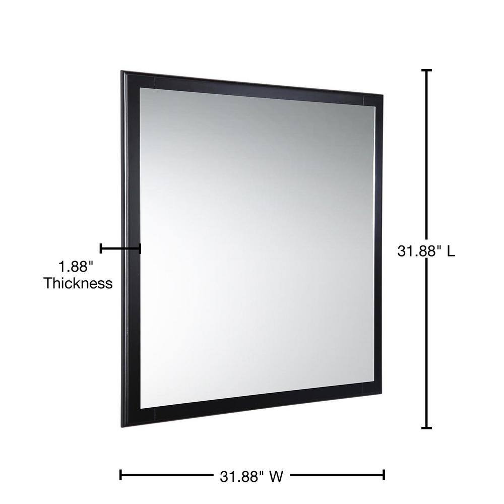 Espresso Carved Wood 32" Modern Bathroom Vanity Mirror