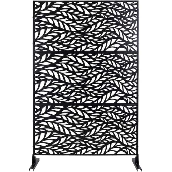 Zeus & Ruta 6.3 ft. H x 4 ft. W Black Metal Privacy Screen Freestanding ...