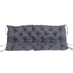 3-Seater Replacement Rectangular Outdoor Bench Cushion with Backrest in Tufted Dark Gray