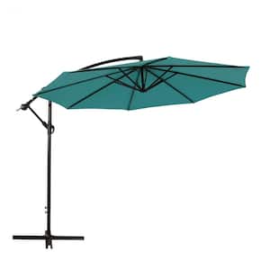 10 ft. Metal Cantilever Outdoor Patio Umbrella in Blue