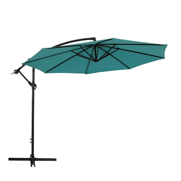 maocao hoom 10 ft. Metal Cantilever Outdoor Patio Umbrella in Blue