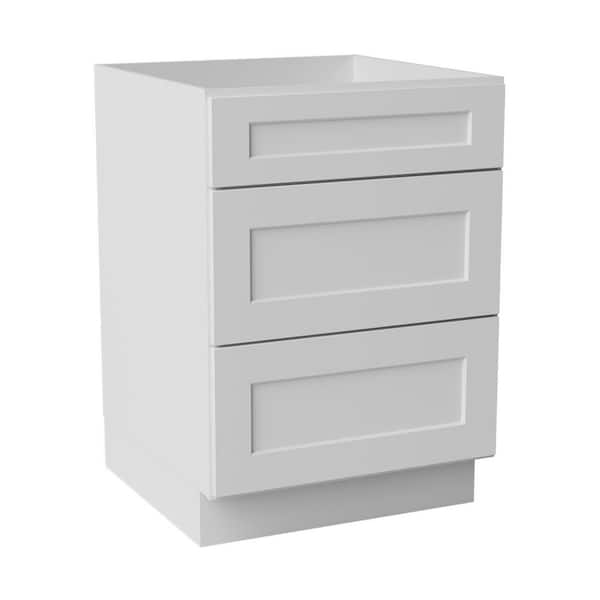 24 in. W x 24 in. D x 34.5 in. H Ready to Assemble Solid Wood Shaker Drawer Base Kitchen Cabinet in White