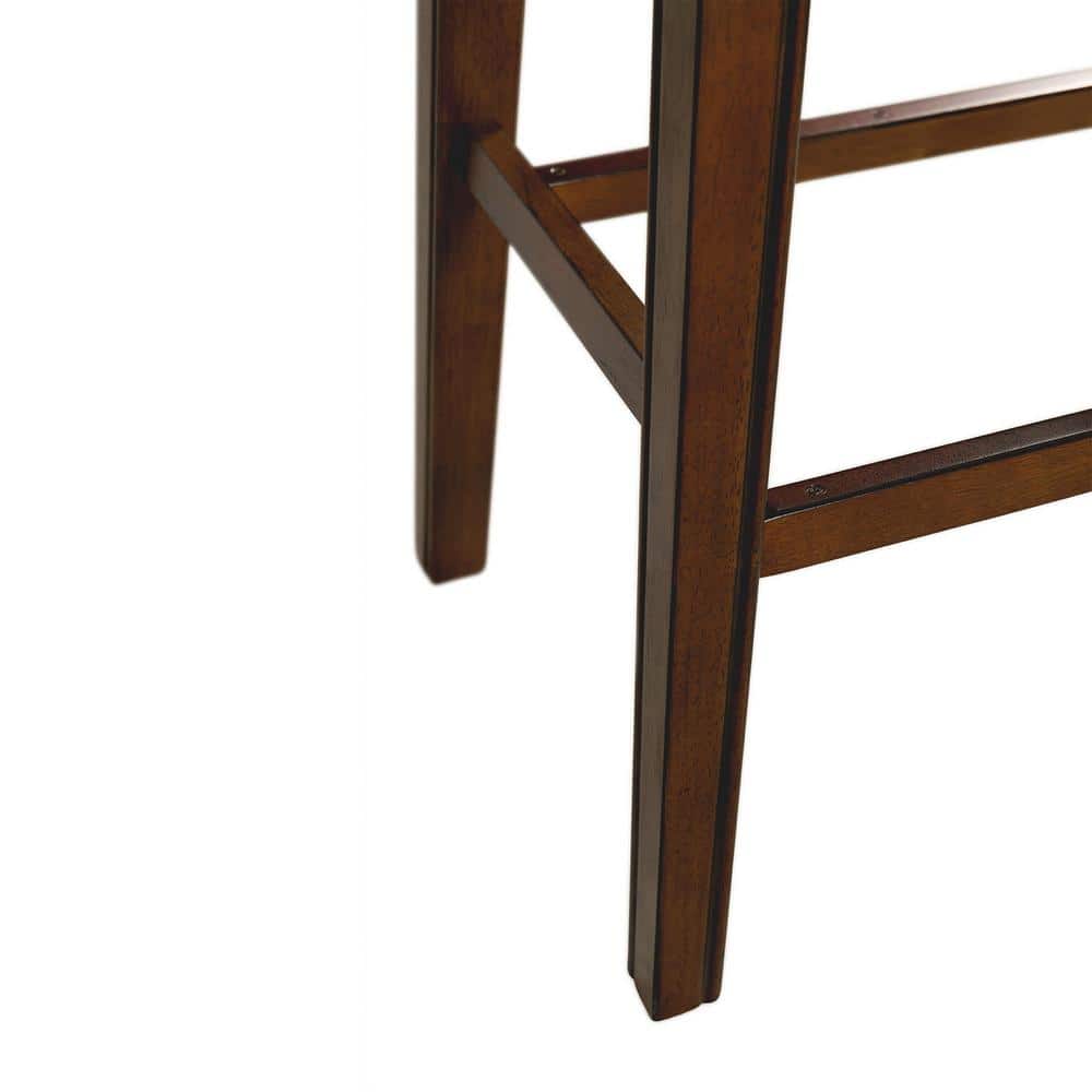 Rustic Chestnut 30" Backless Saddle Bar Stool with Faux Leather Seat