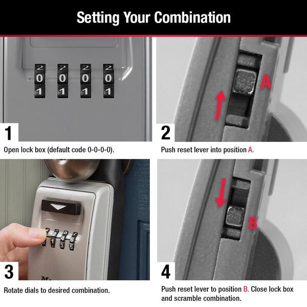 Key Lock Box for Knobs and Lever Door Handles, Adjustable Shackle and  Resettable Combination