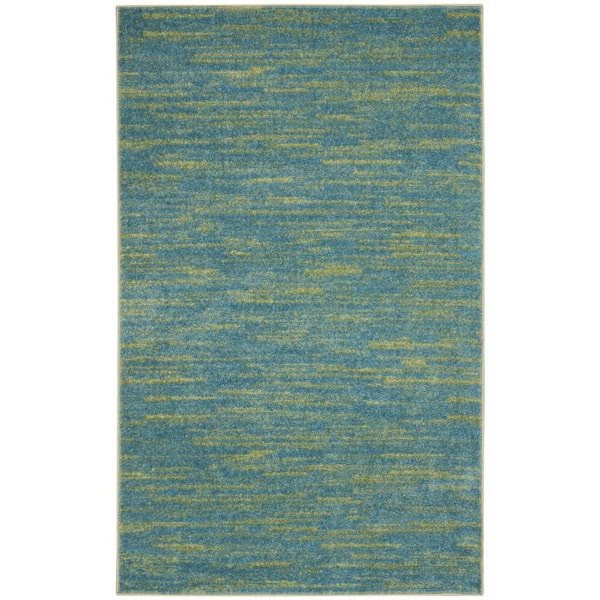 Blue, Green 3 ft. x 5 ft. Woven Polypropylene Indoor/Outdoor Area Rug