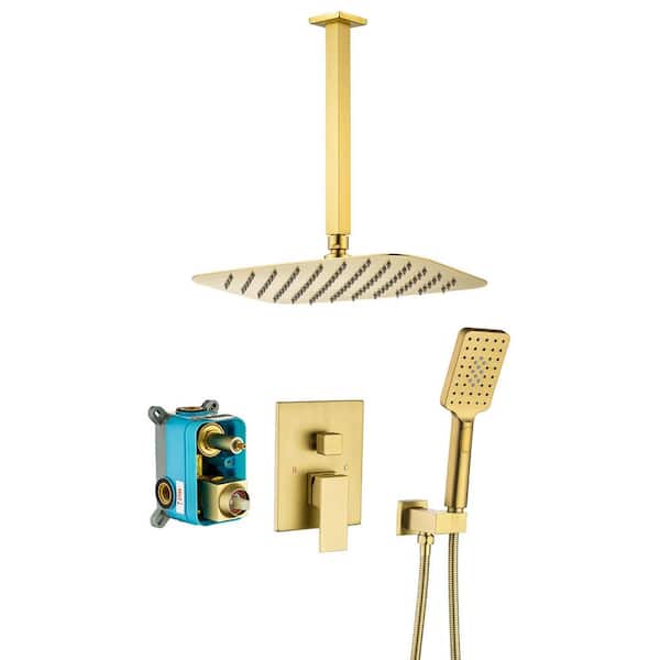 Tahanbath 3-Spray Patterns with 2.5 GPM 12 in. Ceiling Mount Dual Shower Heads in Polished Chrome