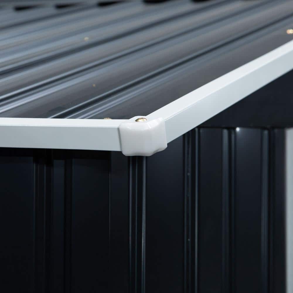 Outsunny Dark Gray Metal Storage Shed with Vents and Sliding Doors