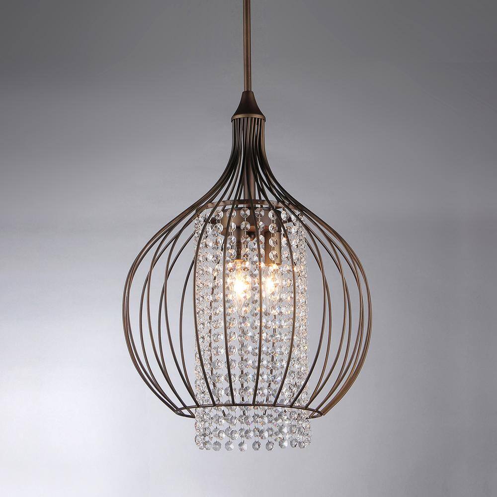 Radiant Globe Crystal-Bronze Chandelier 15" Incandescent Sphere