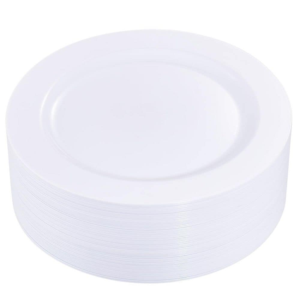 White Plastic Dinner Plates 50 Count 10.25 in Heavy Duty Disposable for Weddings Parties Premium Durable price history on PriceWatchPro