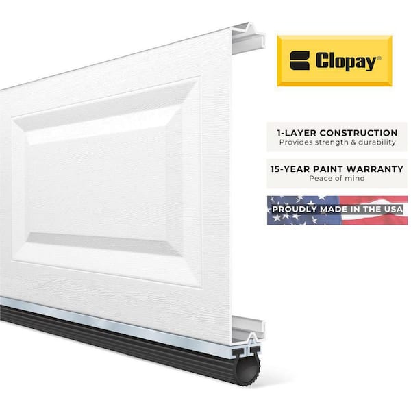 Classic Steel Long Panel 16 ft x 7 ft Non-Insulated White Garage Door without Windows