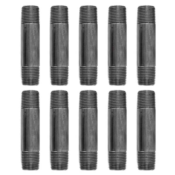 PIPE DECOR 1/2 in. x 3-1/2 in. Black Industrial Steel Grey Plumbing Nipple (10-Pack)