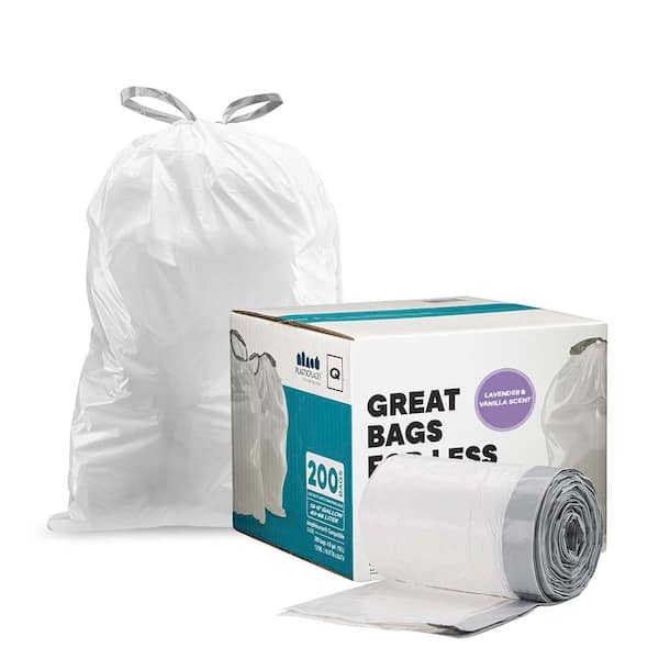 Plasticplace 8 Gallon Drawstring Trash Bags 0.7 Mil White (100 Count)